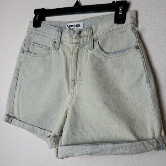 High-Waisted Light Wash Denim Shorts By RSQ Size M Womens Casual Rolled Cuff - Picture 6 of 12